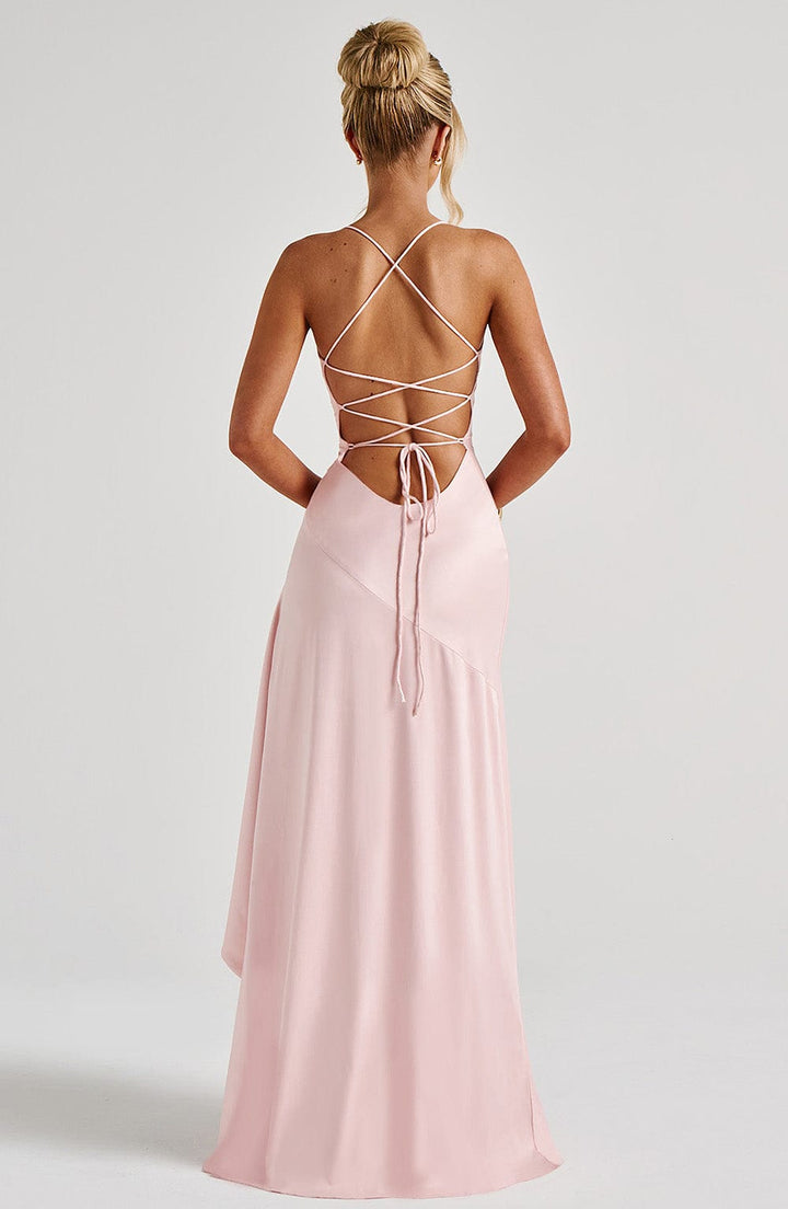 Elin® Satin Maxi Klänning – Magtäckande